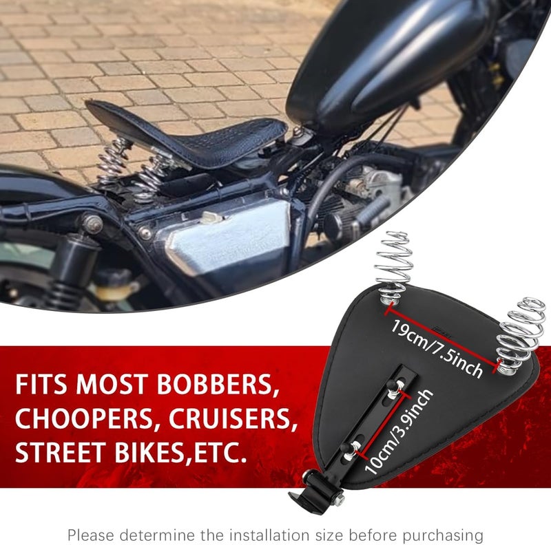 KICRY Leather Motorcycle Solo Seat Springs Mounting Bracket Kit Compatible with Harley Honda Yamaha Kawasaki Suzuki Sportster Bobber Chopper Custom Application (Crocodile Black) - Image 2